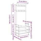 vidaXL Coat Rack with Shelf Black Oak 75 x 34 x 184 cm Engineered Wood