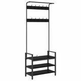 vidaXL Coat Rack with Shelf Black Oak 75 x 34 x 184 cm Engineered Wood