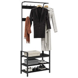 vidaXL Coat Rack with Shelf Black Oak 75 x 34 x 184 cm Engineered Wood