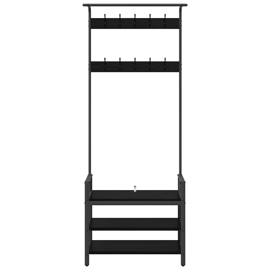 vidaXL Coat Rack with Shelf Black Oak 75 x 34 x 184 cm Engineered Wood