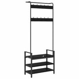 vidaXL Coat Rack with Shelf Black Oak 75 x 34 x 184 cm Engineered Wood