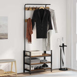 vidaXL Coat Rack with Shelf Black Oak 75 x 34 x 184 cm Engineered Wood
