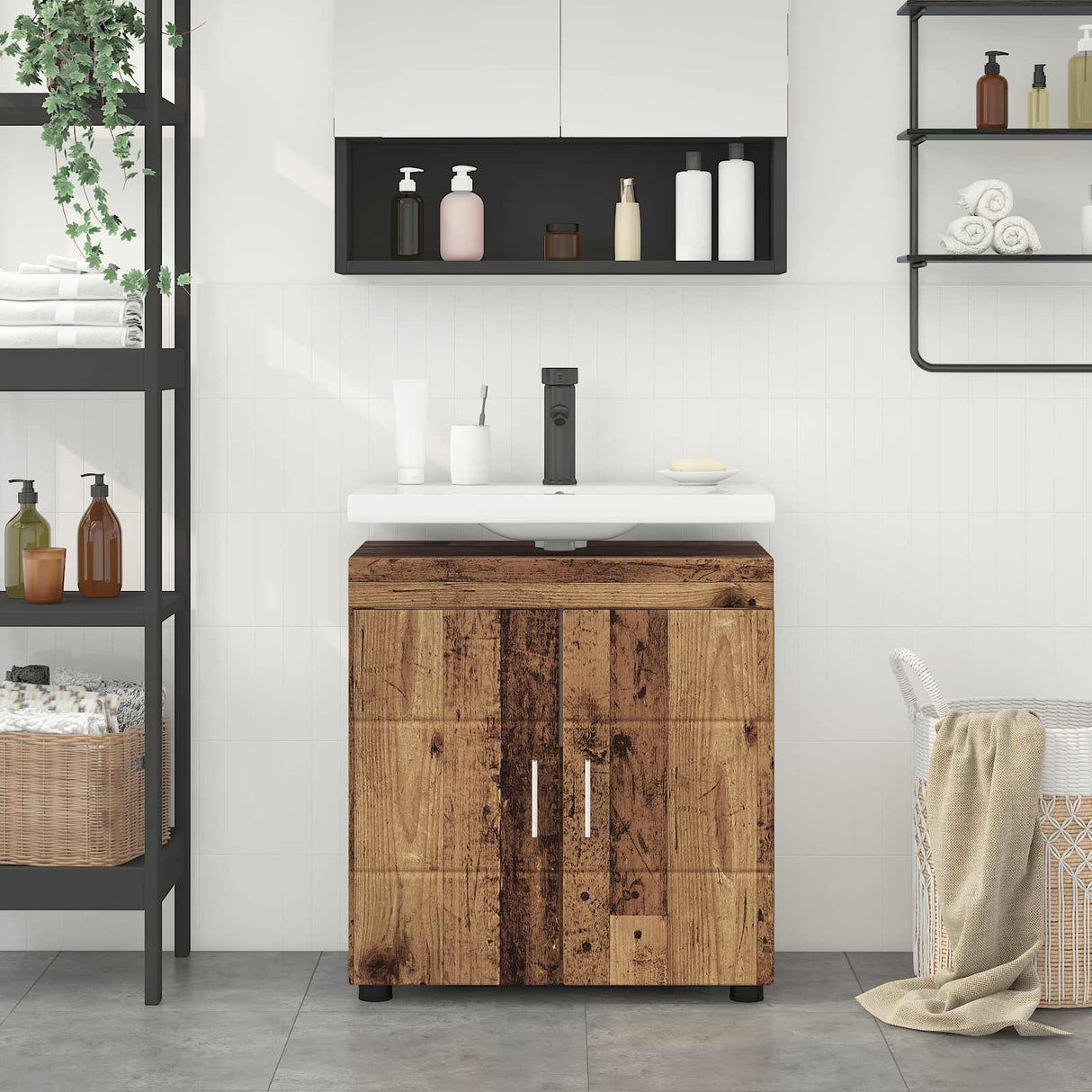 vidaXL Badkamermeubel Set TULUM 2 pcs Wit 60 x 34 x 63 cm Bewerkt hout