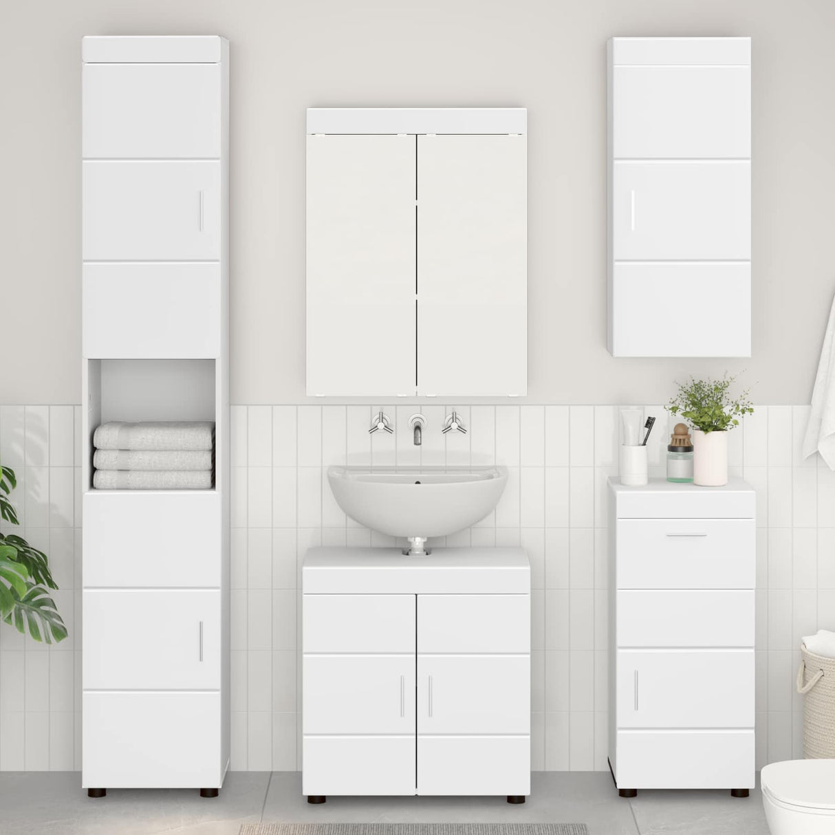 vidaXL Badkamermeubel Set TULUM 2 pcs Wit 60 x 34 x 63 cm Bewerkt hout