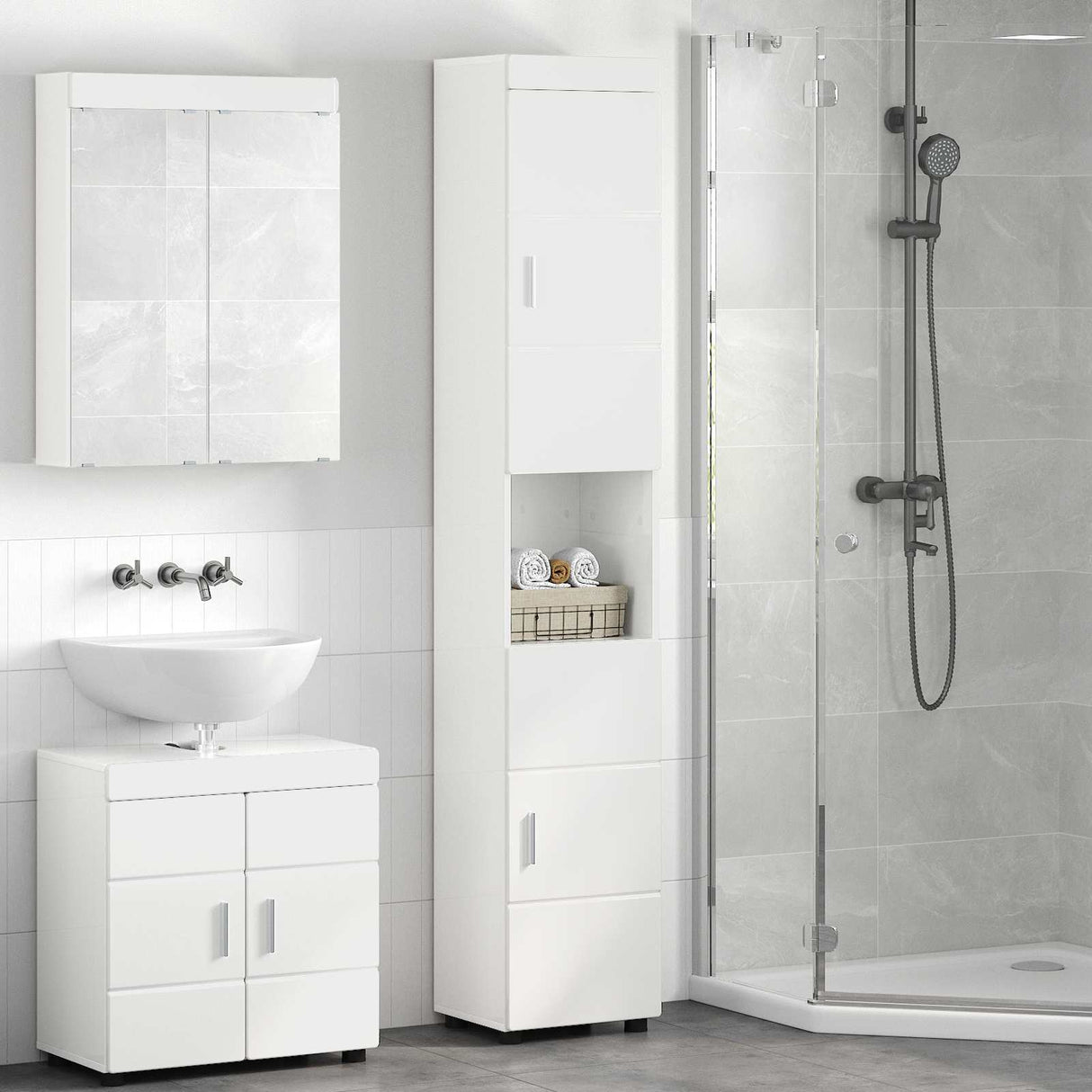vidaXL Badkamermeubel Set TULUM 2 pcs Wit 60 x 34 x 63 cm Bewerkt hout