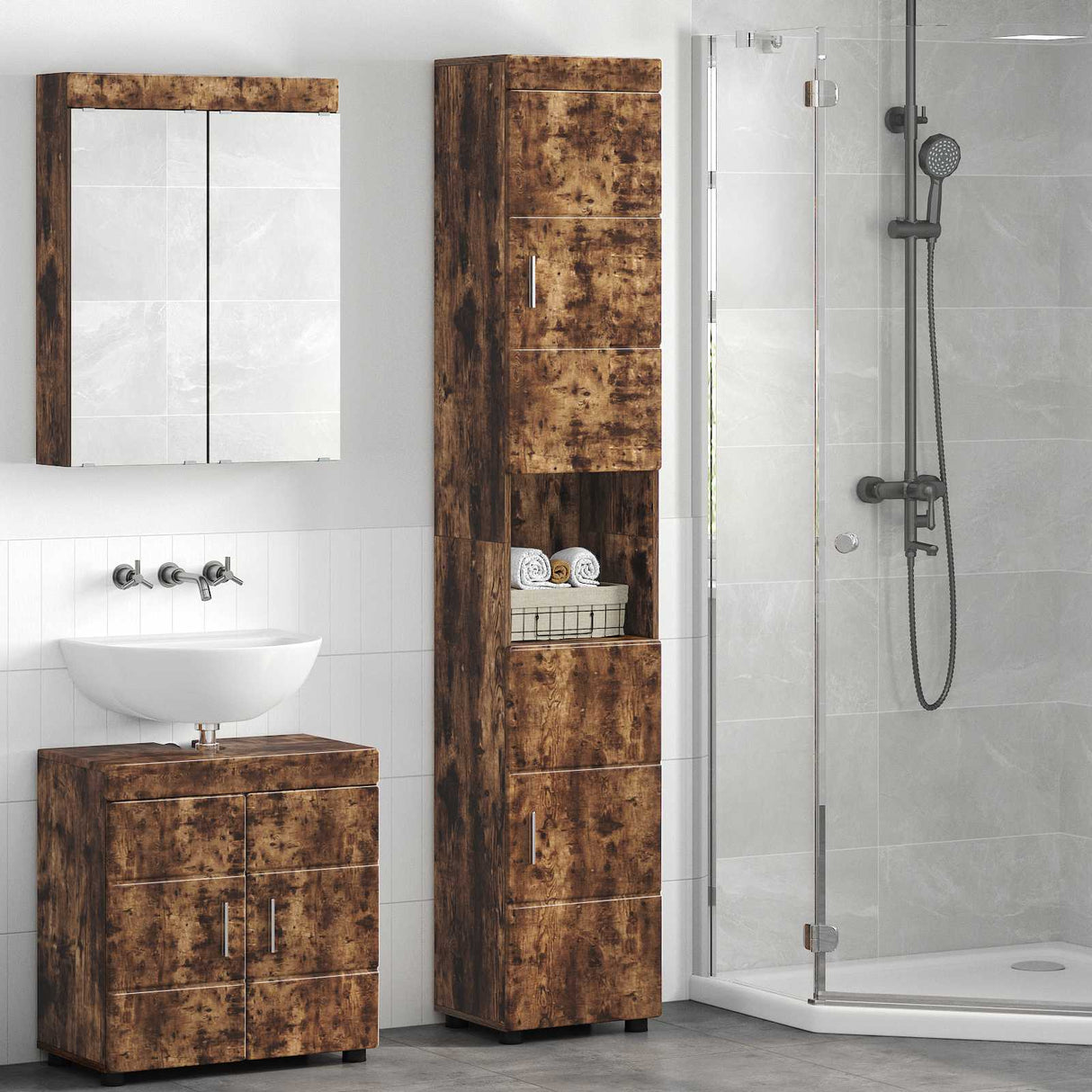 vidaXL Badkamermeubel Set TULUM 2 pcs Wit 60 x 34 x 63 cm Bewerkt hout