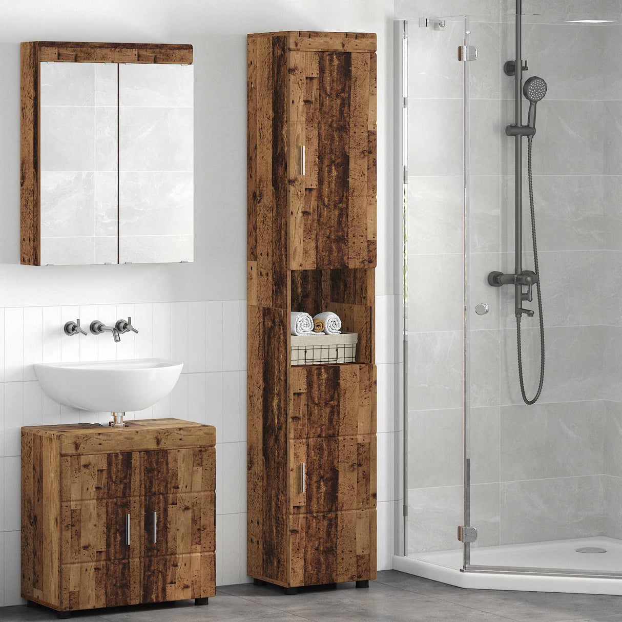 vidaXL Badkamermeubel Set TULUM 2 pcs Wit 60 x 34 x 63 cm Bewerkt hout