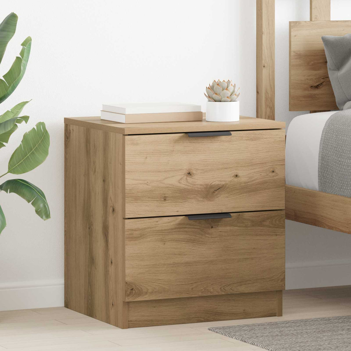 vidaXL Nachtkastjes 2 st bewerkt hout wit