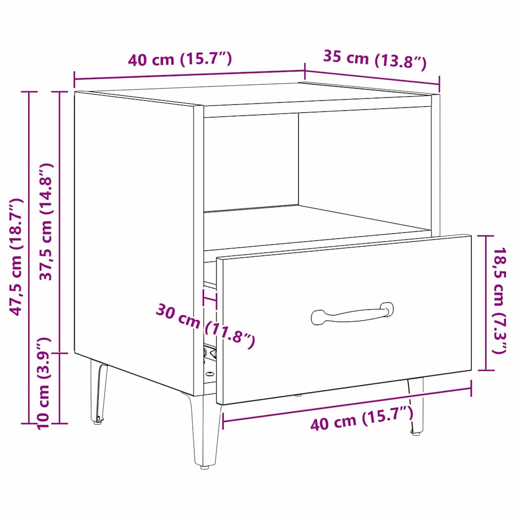 vidaXL Nightstand Engineered Wood White