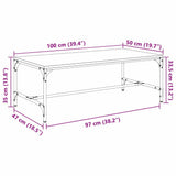 vidaXL Salontafel 100x50x40 cm bewerkt hout zwart eikenkleurig