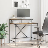 vidaXL Bureau 100x50x90 cm bewerkt hout en ijzer sonoma eikenkleur