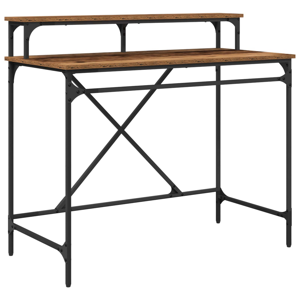 vidaXL Bureau 100x50x90 cm bewerkt hout en ijzer sonoma eikenkleur