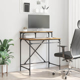 vidaXL Bureau 100x50x90 cm bewerkt hout en ijzer sonoma eikenkleur