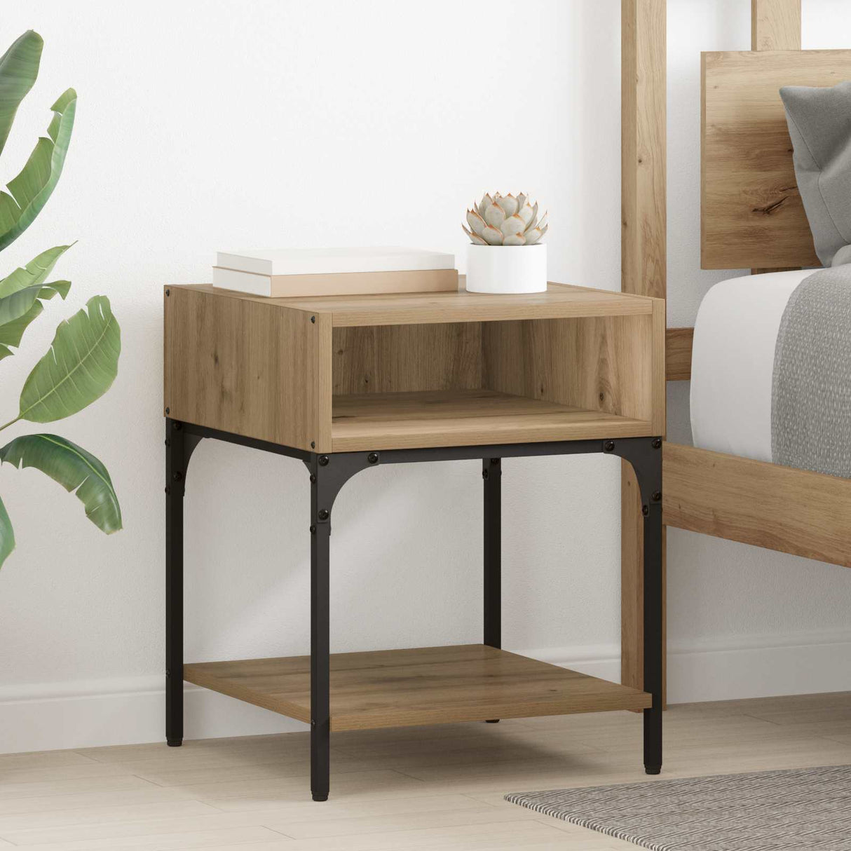 vidaXL Nightstand 40x41x50 cm engineered wood black