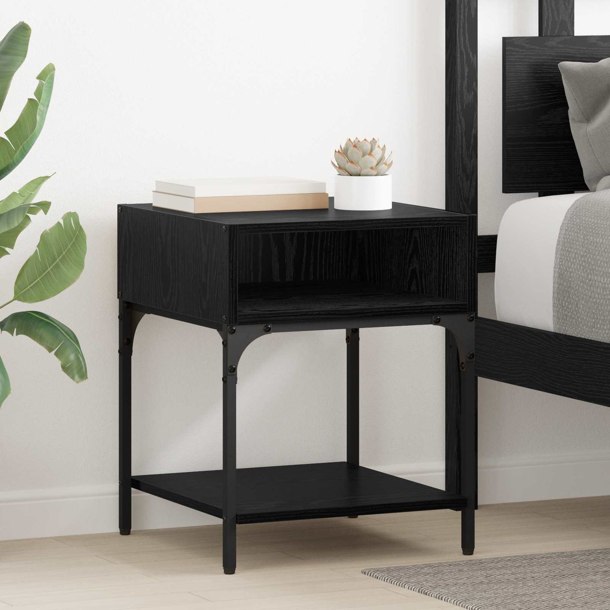 vidaXL Nightstand 40x41x50 cm engineered wood black