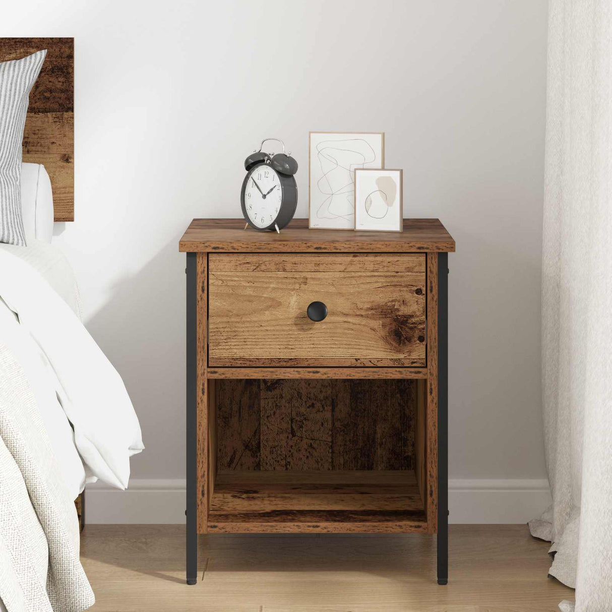 vidaXL Bedside cabinet 40x42x50 cm engineered wood black