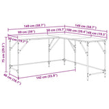 vidaXL Bureau 149x149x75 cm bewerkt hout zwart