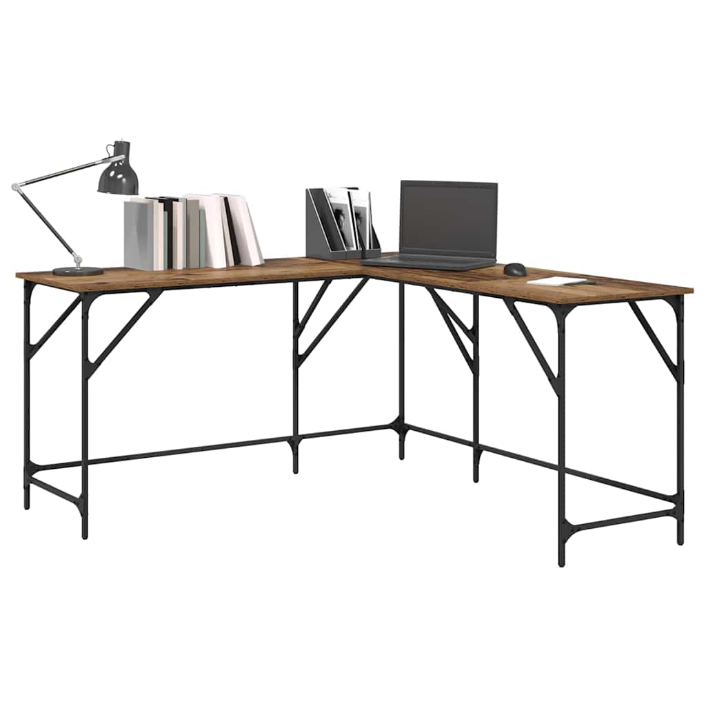 vidaXL Bureau 149x149x75 cm bewerkt hout zwart
