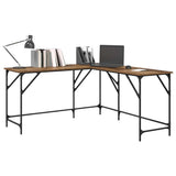 vidaXL Bureau 149x149x75 cm bewerkt hout zwart
