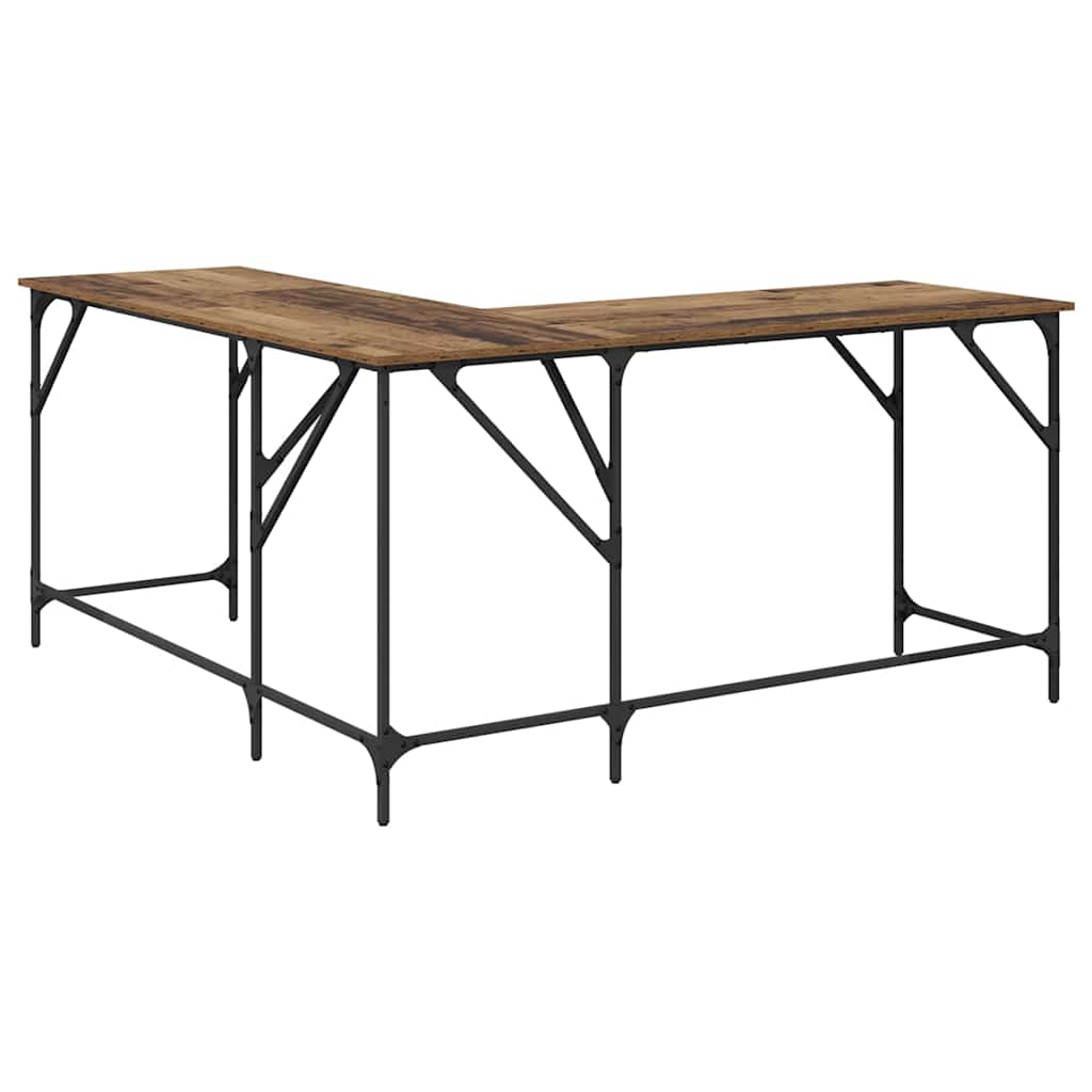 vidaXL Bureau 149x149x75 cm bewerkt hout zwart