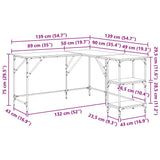 vidaXL Desk 139x139x75 cm engineered wood black