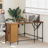 vidaXL Bureau 141x141x75 cm bewerkt hout zwart