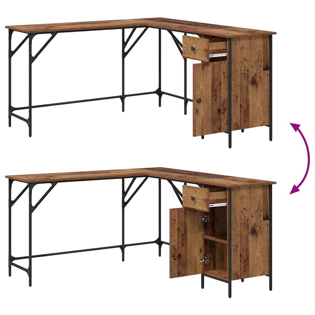 vidaXL Bureau 141x141x75 cm bewerkt hout zwart