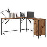 vidaXL Bureau 141x141x75 cm bewerkt hout zwart