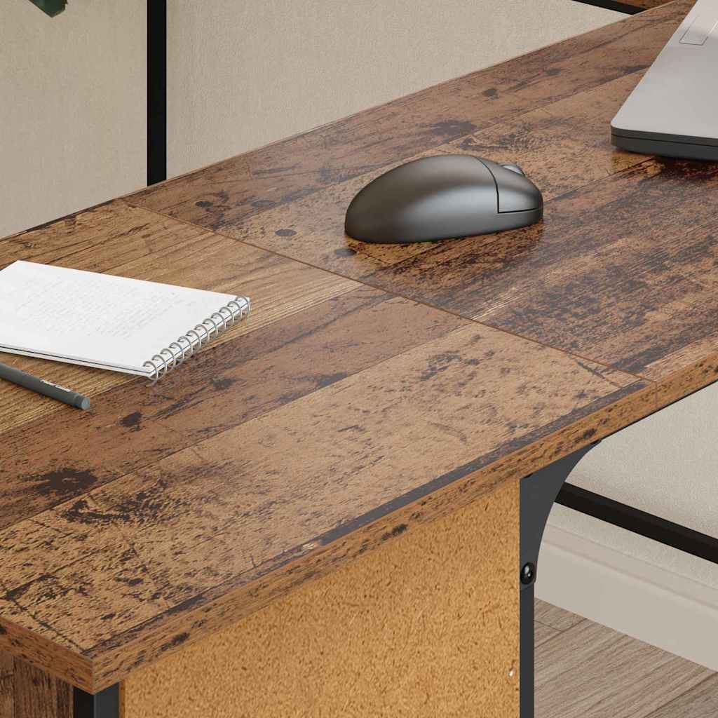 vidaXL Bureau 141x141x75 cm bewerkt hout zwart