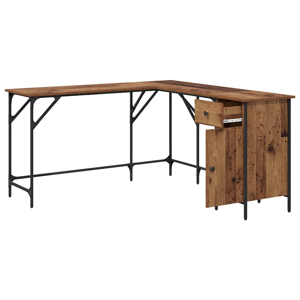vidaXL Bureau 141x141x75 cm bewerkt hout zwart