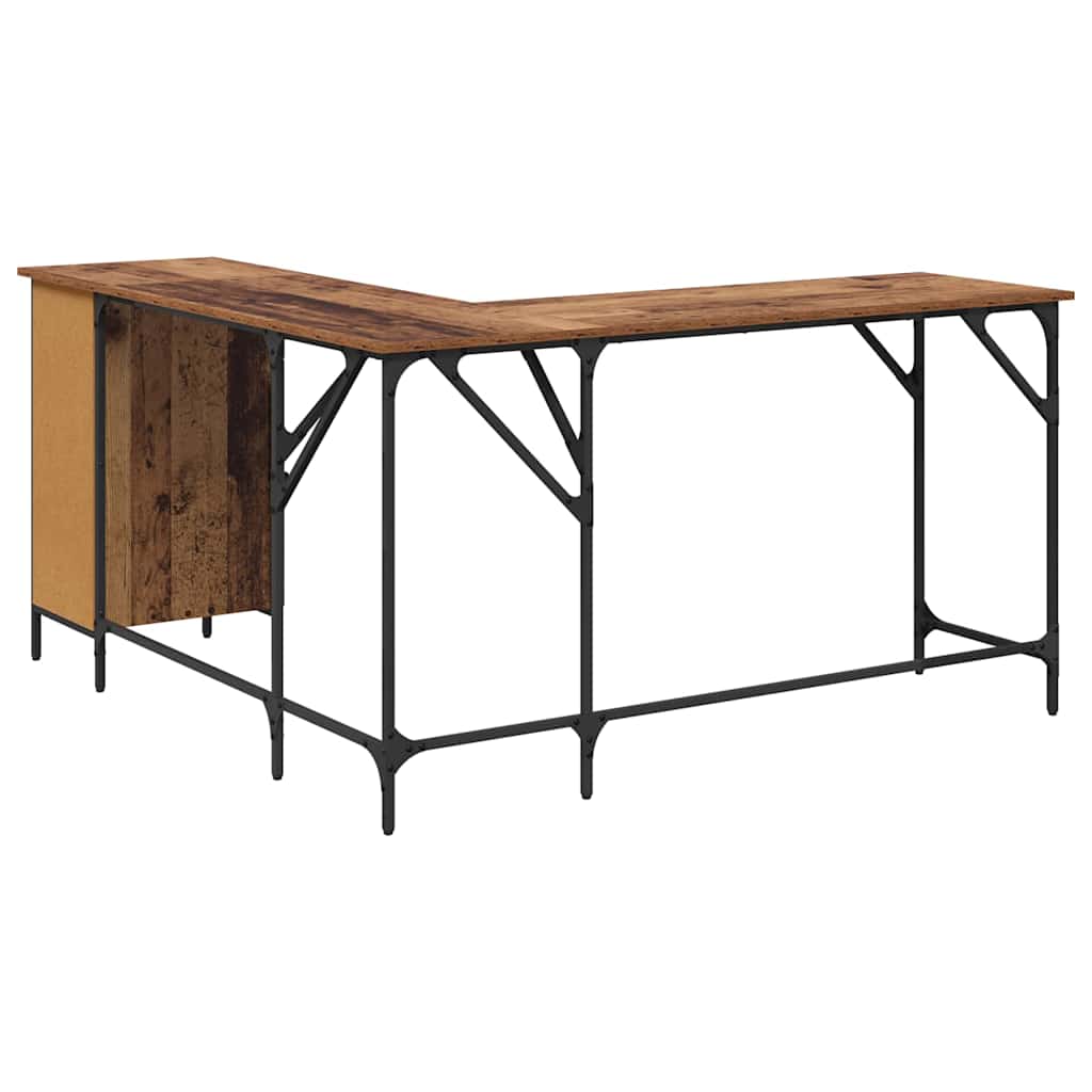 vidaXL Bureau 141x141x75 cm bewerkt hout zwart