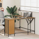 vidaXL Bureau 141x141x75 cm bewerkt hout zwart