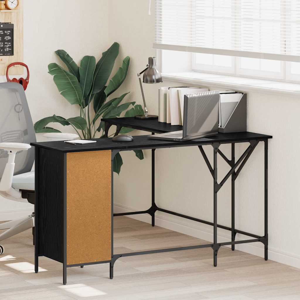 vidaXL Bureau 141x141x75 cm bewerkt hout zwart