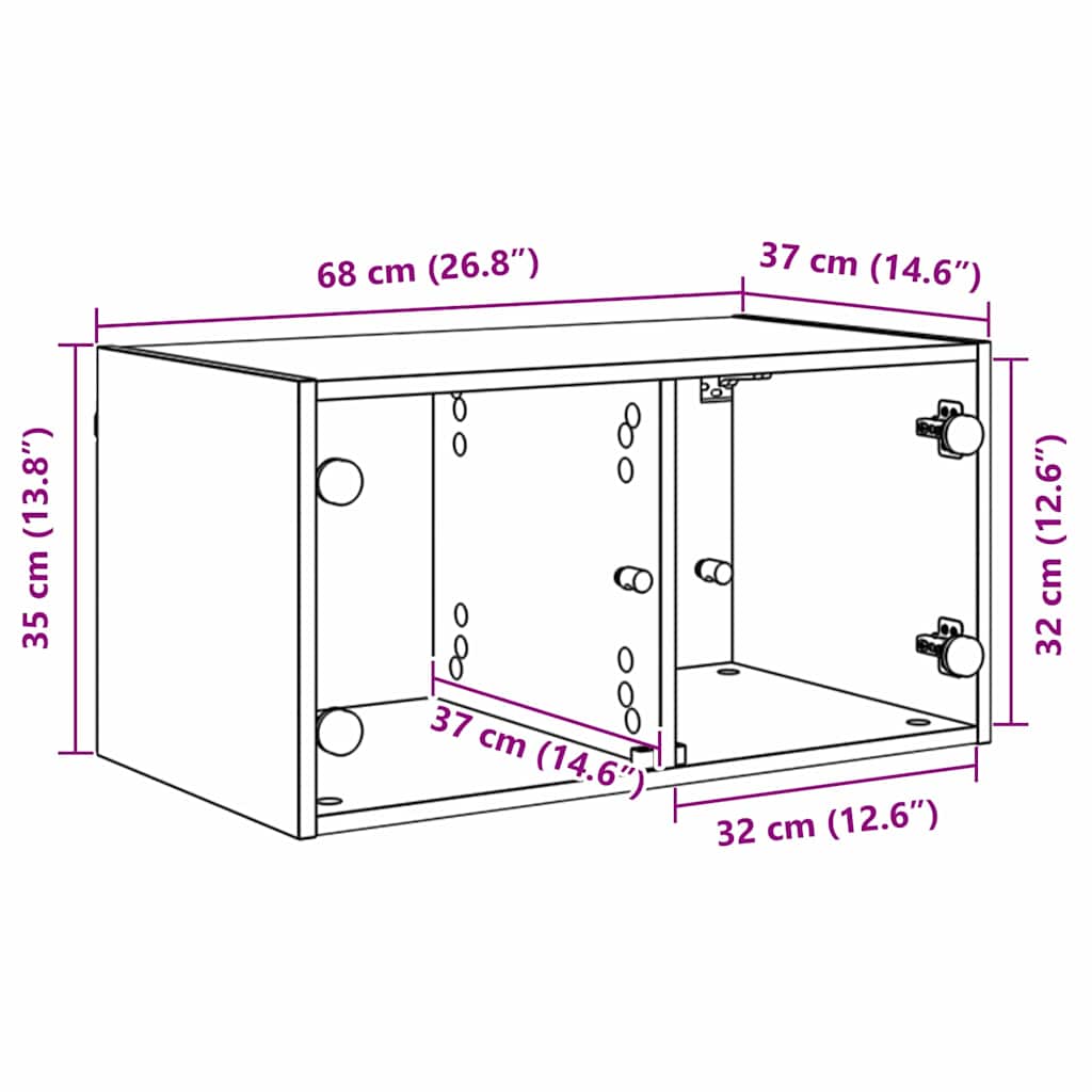 vidaXL Wall Cabinet with Glass Doors 68.5x37x35 cm White