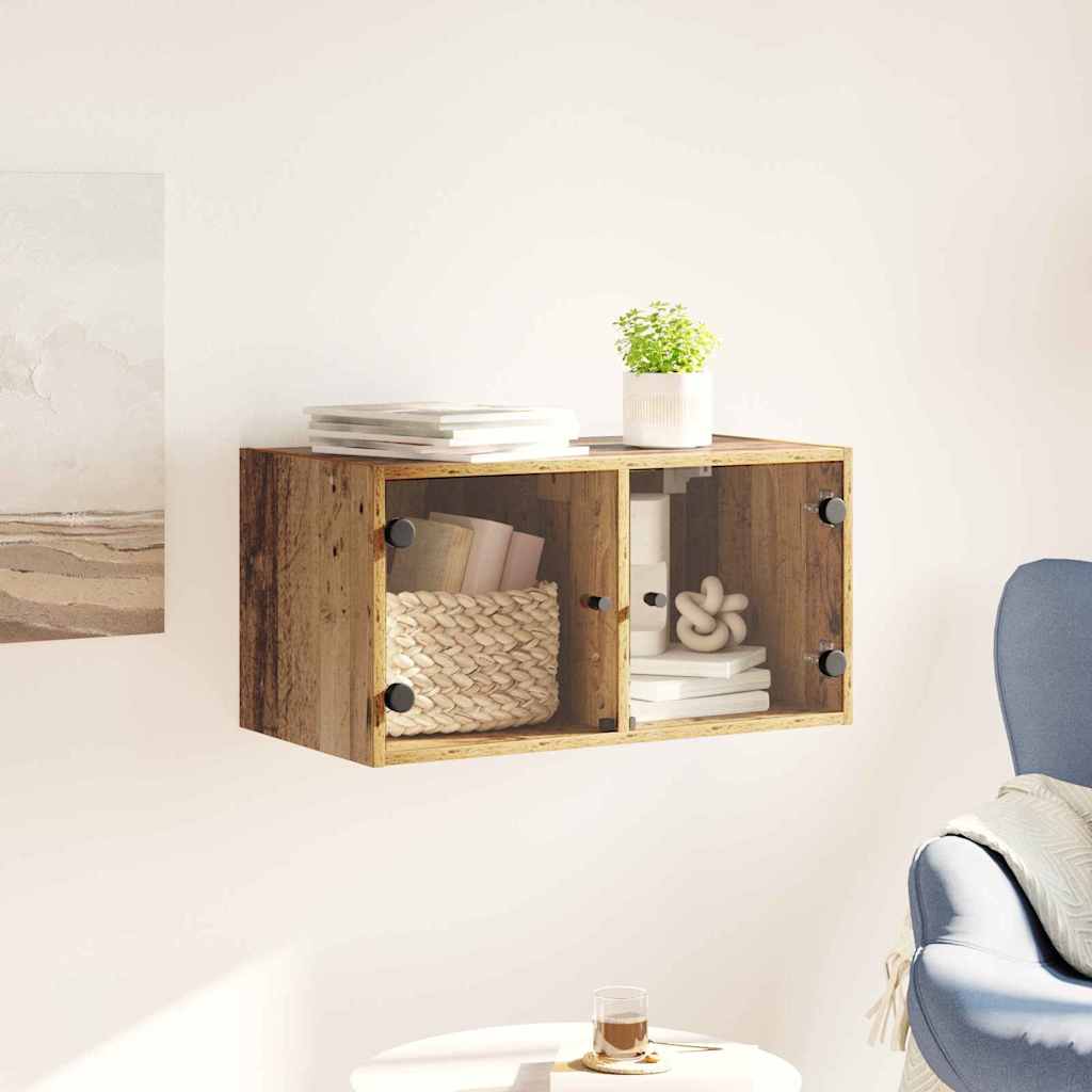 vidaXL Wall Cabinet with Glass Doors 68.5x37x35 cm White