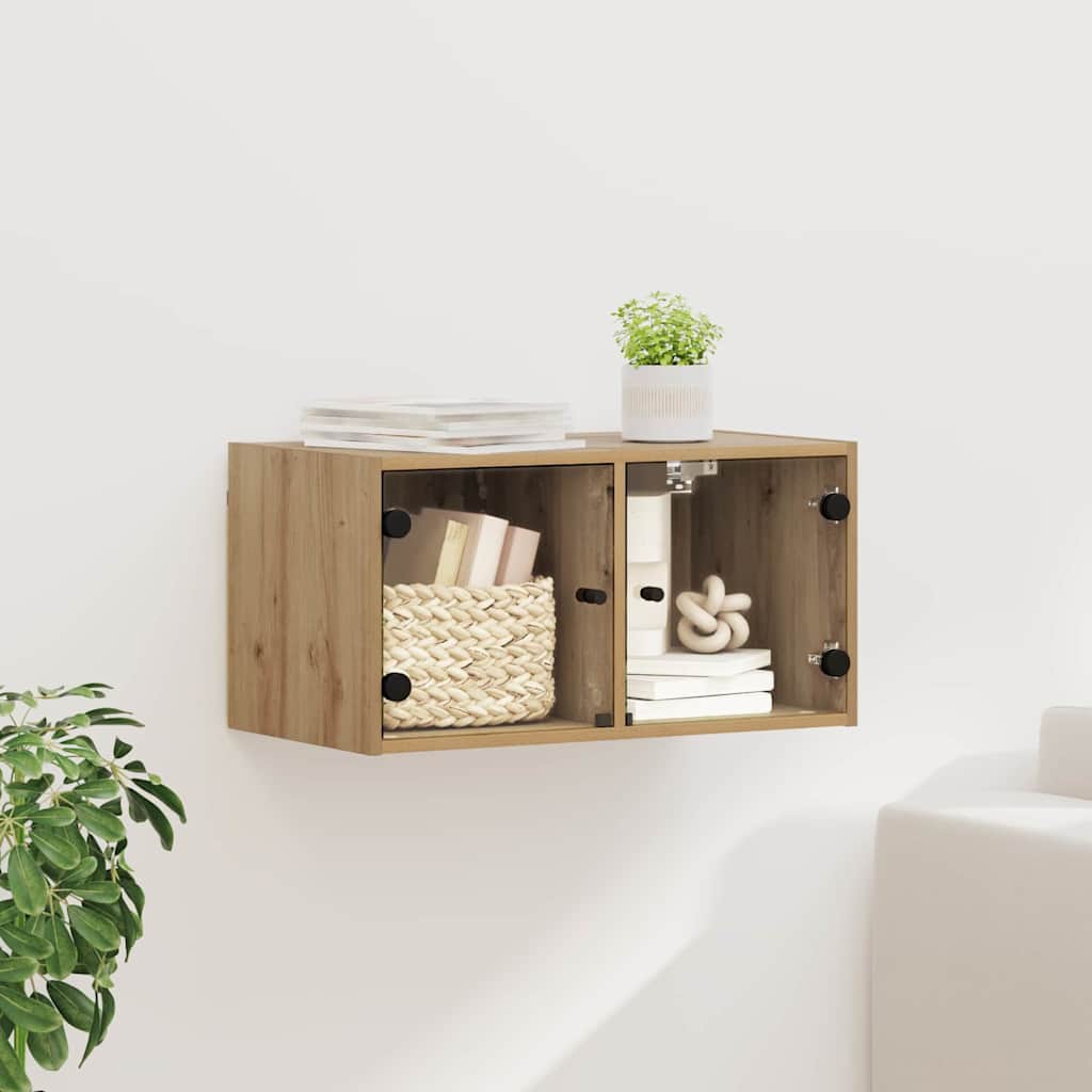vidaXL Wall Cabinet with Glass Doors 68.5x37x35 cm White