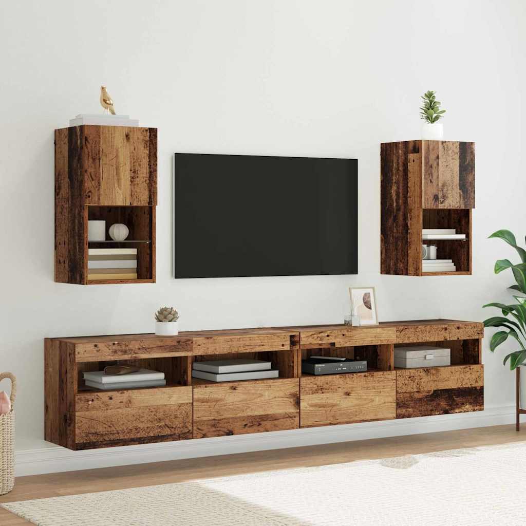 vidaXL TV Cabinets 2 pcs with LED lighting 30.5x30x60 cm white
