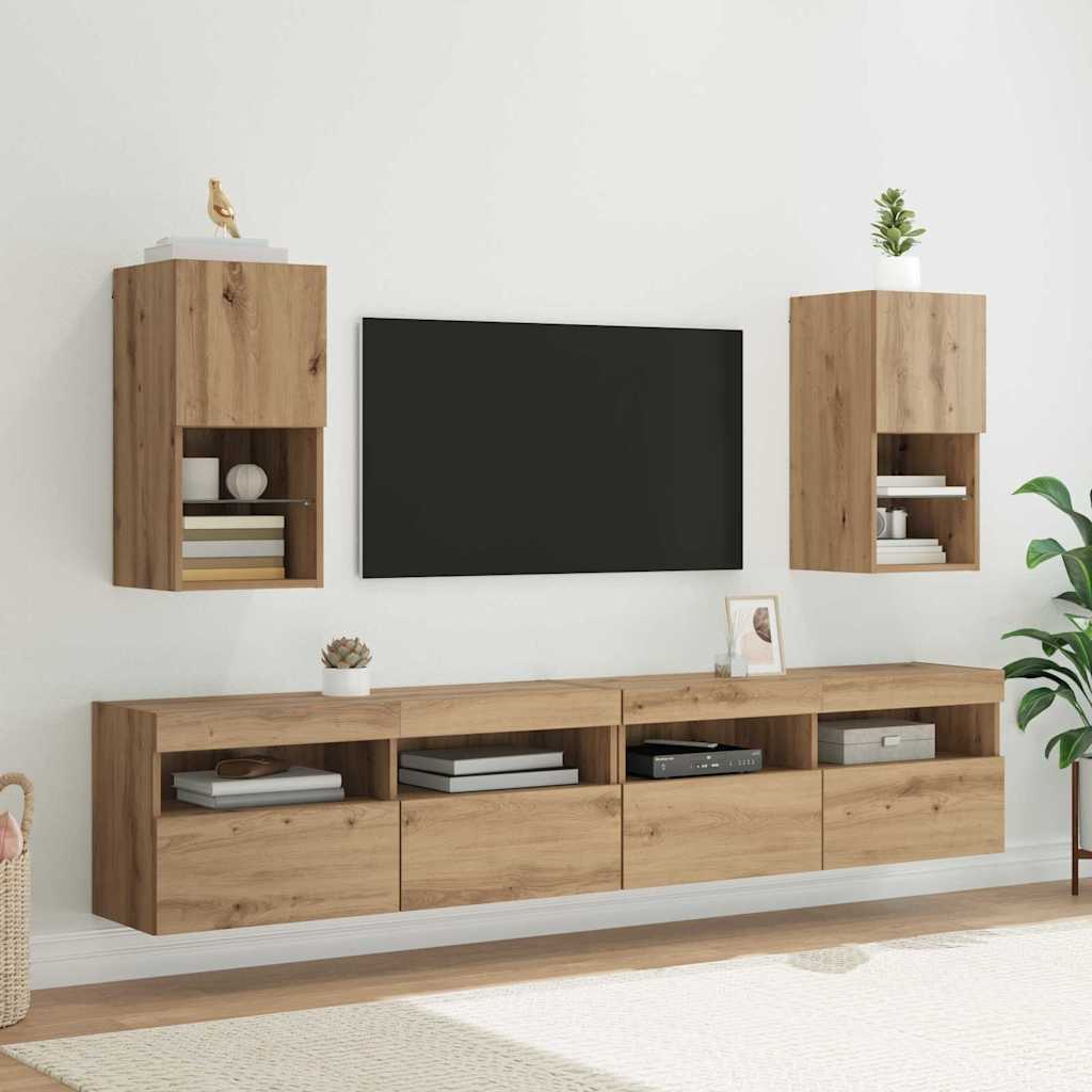 vidaXL TV Cabinets 2 pcs with LED lighting 30.5x30x60 cm white