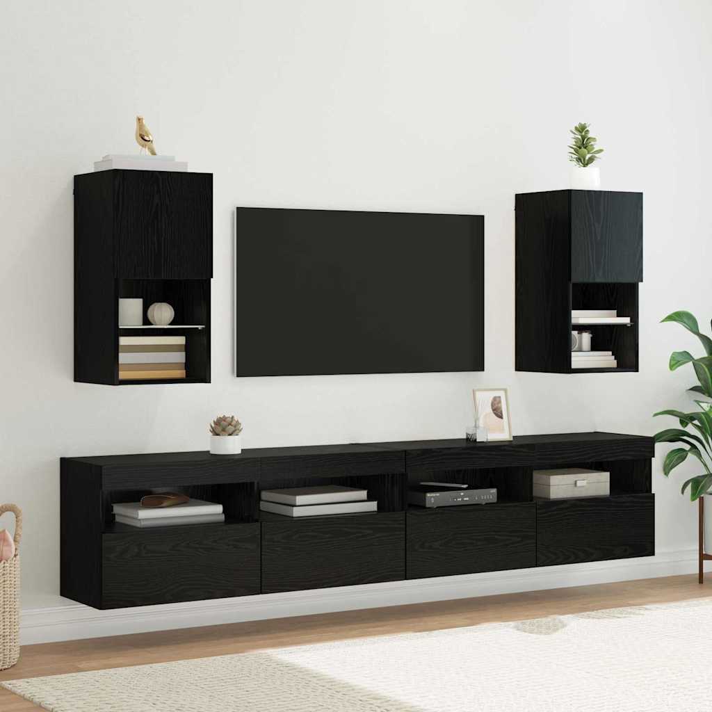 vidaXL TV Cabinets 2 pcs with LED lighting 30.5x30x60 cm white