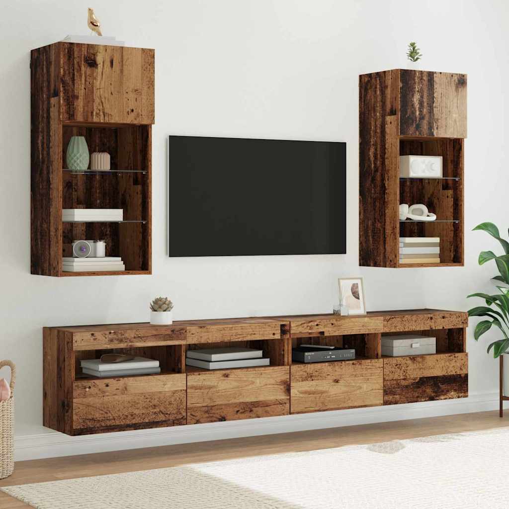 vidaXL TV Cabinets 2 pcs with LED lighting 30.5x30x60 cm white