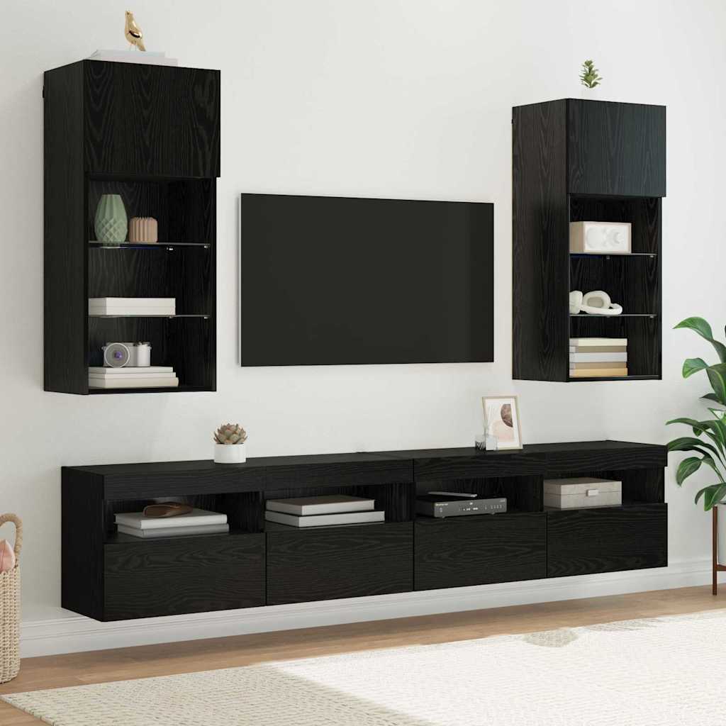 vidaXL TV Cabinets 2 pcs with LED lighting 30.5x30x60 cm white