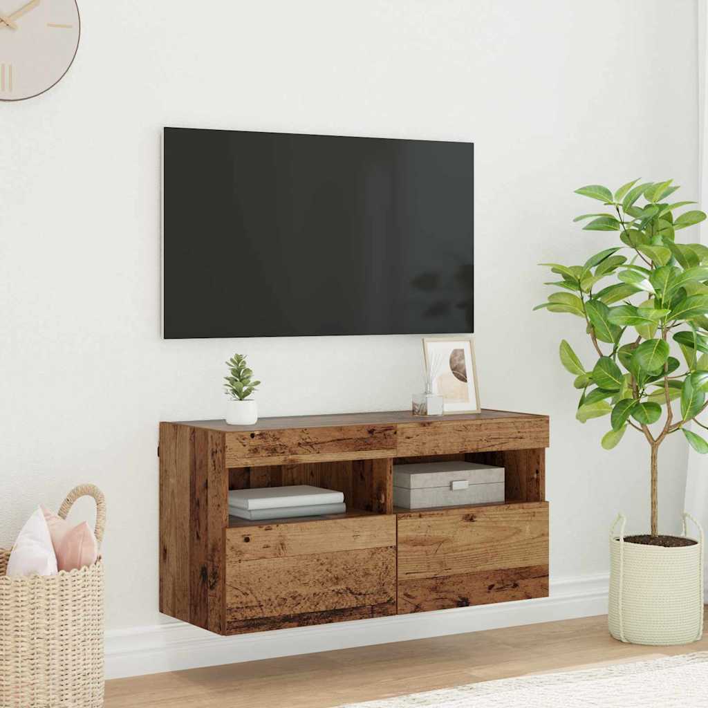 vidaXL Tv-wandmeubel met LED-verlichting 40x30x40 cm bruin eikenkleur