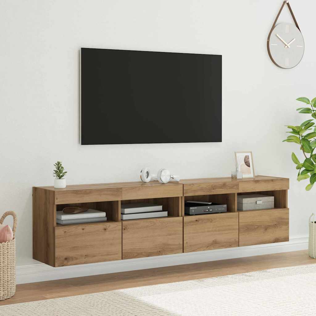 vidaXL Tv-wandmeubel met LED-verlichting 40x30x40 cm bruin eikenkleur