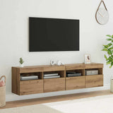 vidaXL Tv-wandmeubel met LED-verlichting 40x30x40 cm bruin eikenkleur