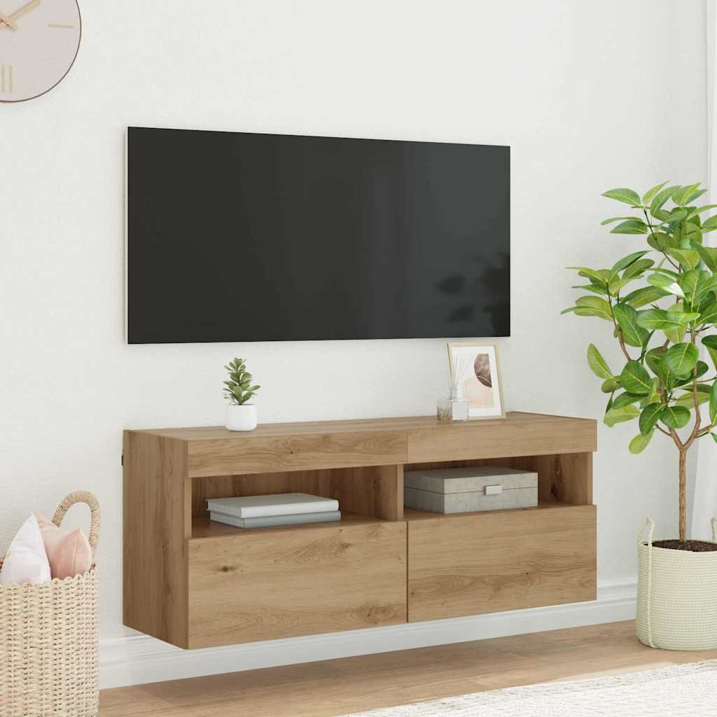 vidaXL Tv-wandmeubel met LED-verlichting 40x30x40 cm bruin eikenkleur