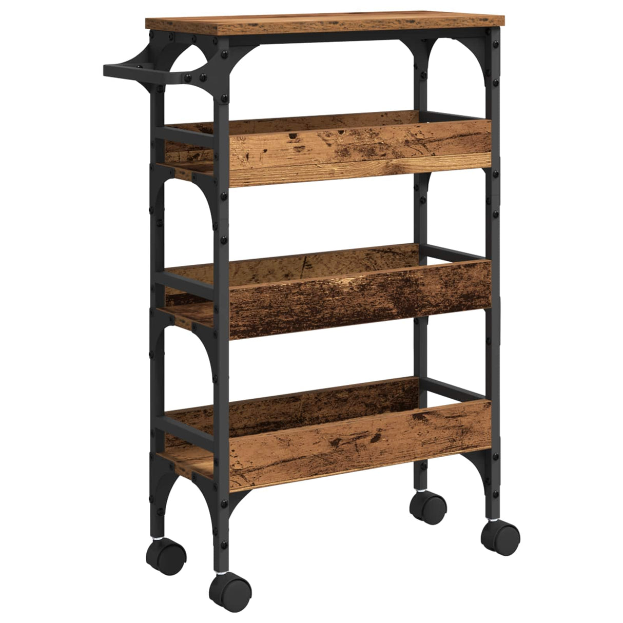 vidaXL Keukentrolley 53x20x76 cm bewerkt hout zwart