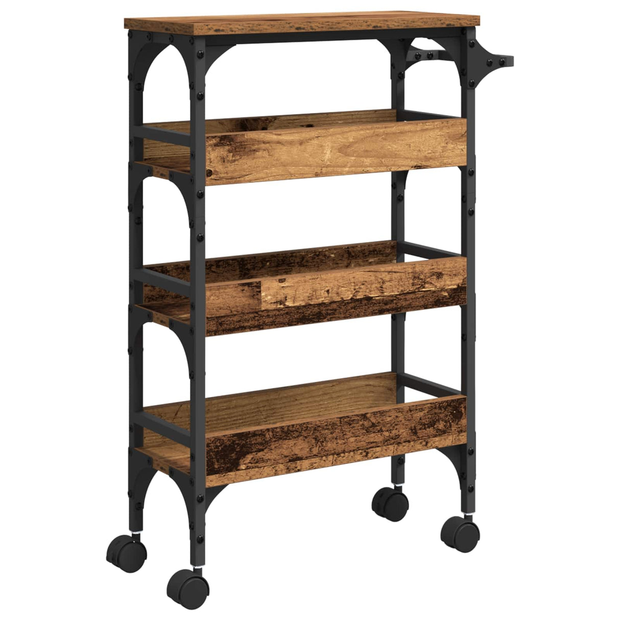 vidaXL Keukentrolley 53x20x76 cm bewerkt hout zwart