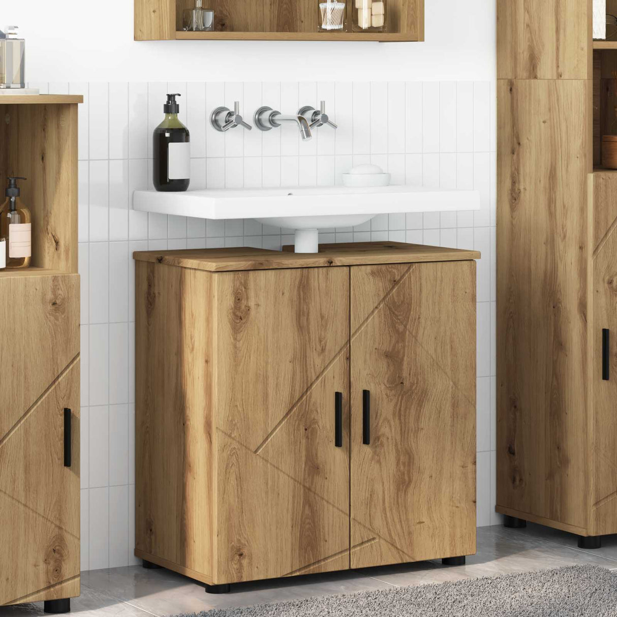 vidaXL Badkamerkast Wit 61 x 35 x 64 cm Bewerkt hout & Metaal