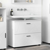 vidaXL Bathroom Cabinet White 76.5 x 35 x 64 cm Engineered Wood & Metal