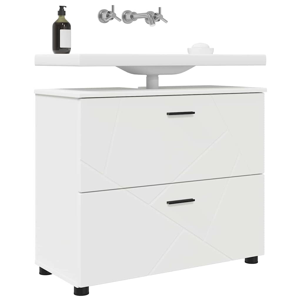 vidaXL Bathroom Cabinet White 76.5 x 35 x 64 cm Engineered Wood & Metal